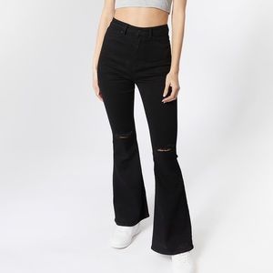 High-Rise Distressed Flare Jean